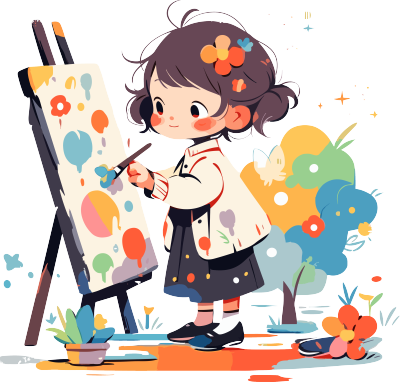 可商用绘画的小女孩插画素材