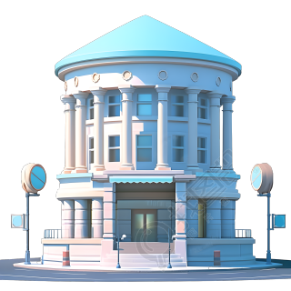 银行建筑3D模型插图