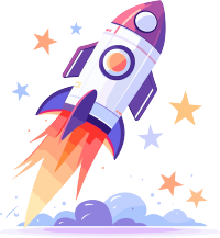 火箭和星星卡通矢量扁平插画