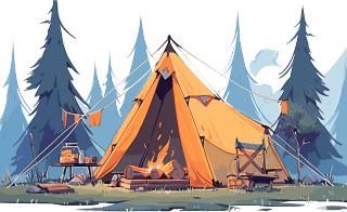 野外露营帐篷大自然风景插图