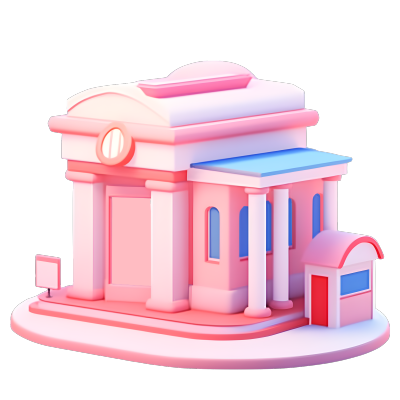 创意设计银行大楼粉色插画