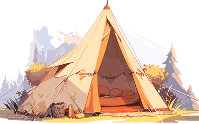 扁平手绘插图野营帐篷素材