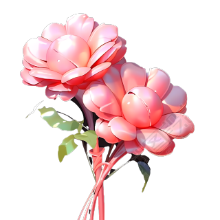 膨胀气球玫瑰三维模型插图
