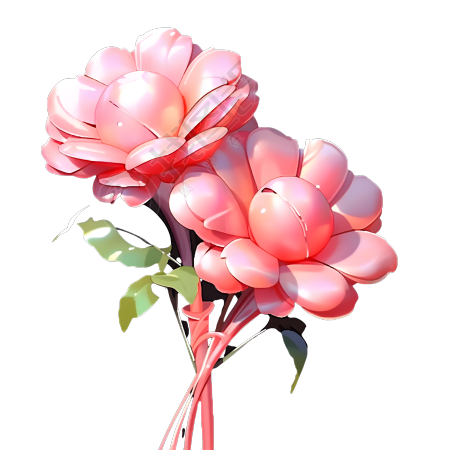 膨胀气球玫瑰三维模型插图