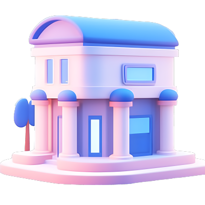 银行建筑3D立体插图