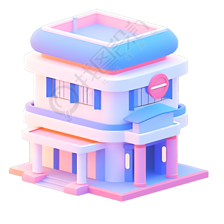 二层的银行建筑创意设计素材