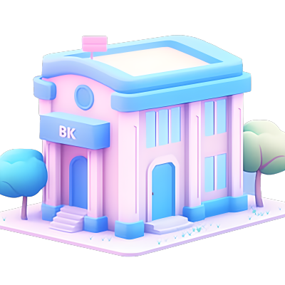 银行建筑粉蓝色图形素材