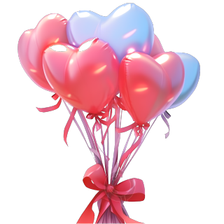 3D膨胀气球花束透明背景素材