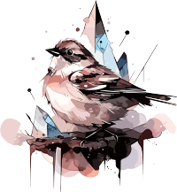 简约黑白插画麻雀PNG图形素材