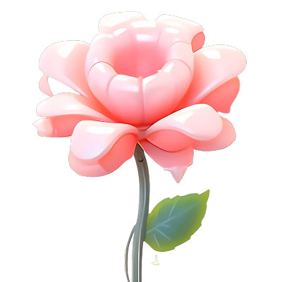透明背景粉色3D玫瑰模型插画