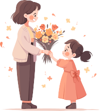 手绘插画教师节送老师鲜花设计素材
