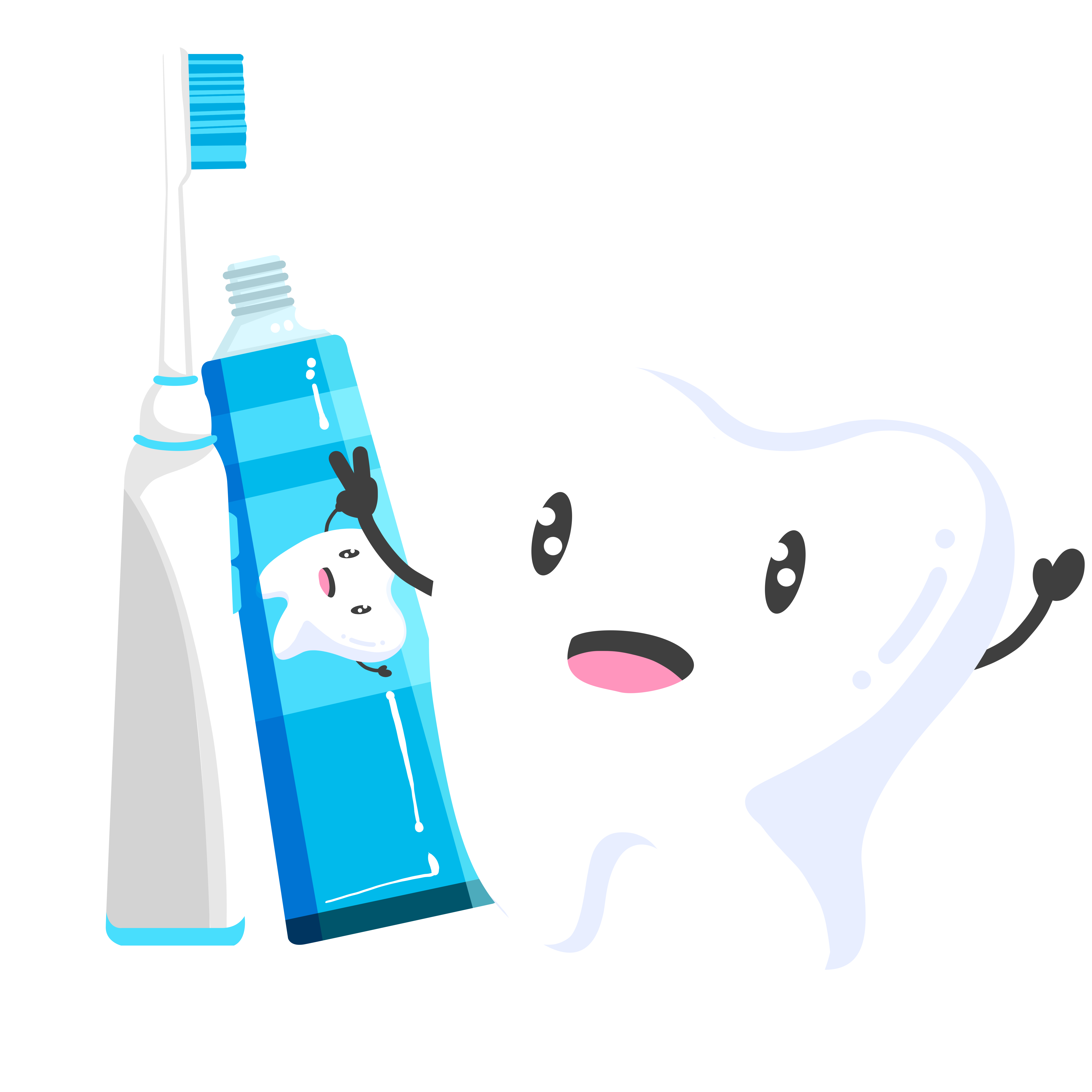 全国爱牙日洁白牙齿蓝色牙膏PNG插画
