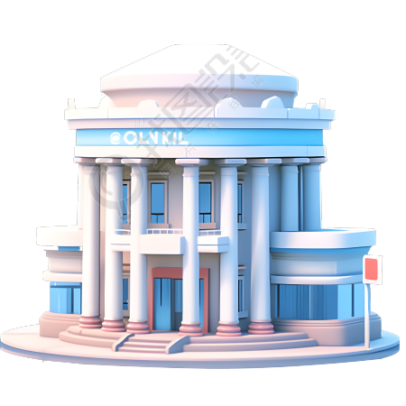 银行建筑3D立体插画设计素材
