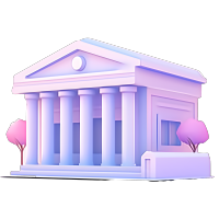 粉紫色渐变的银行建筑插图