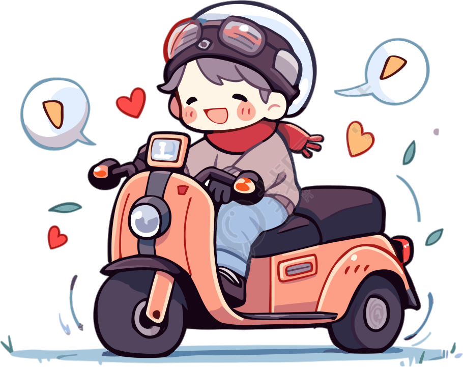 可爱男孩骑电动车插画设计