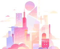 简洁风格城市插画设计元素