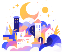 简约线条城市插画设计素材