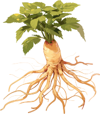 中国风金色插画药材人参中草药元素