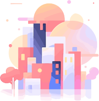 创意设计夕阳下的城市商业可用插画
