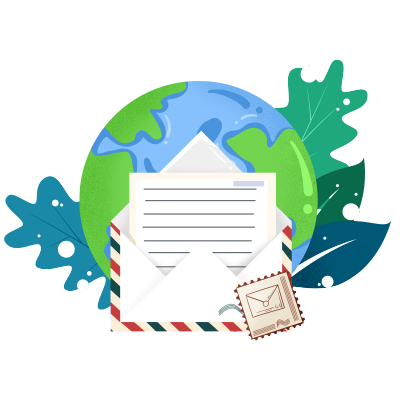 创意插画地球邮件信封商用素材