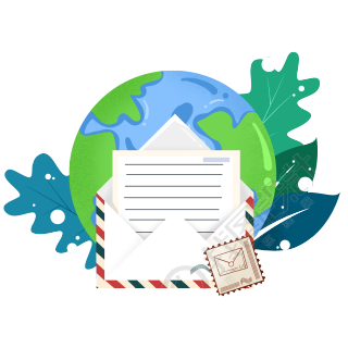创意插画地球邮件信封商用素材