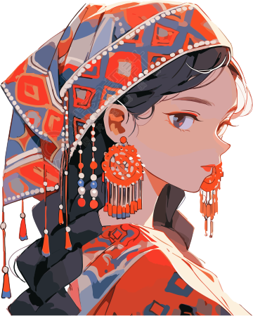 现代中国民族艺术风格的传统珠宝女性头饰元素