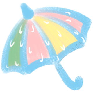 手绘小雨伞和水滴童趣风插画