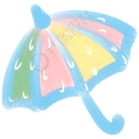 手绘小雨伞和水滴童趣风插画