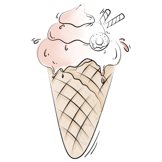 手绘奶油冰淇淋透明背景元素
