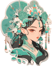 红蓝色女孩头饰装饰品 PNG 图形素材