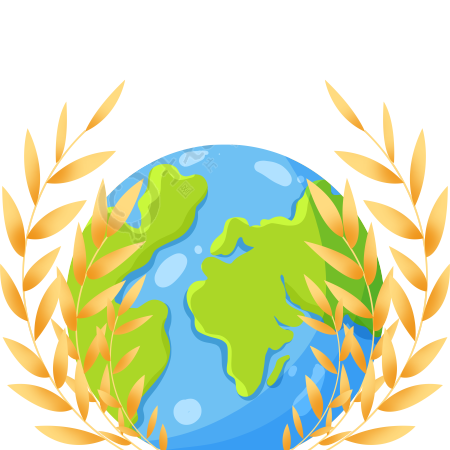 世界粮食日卡通小麦围绕地球PNG插画