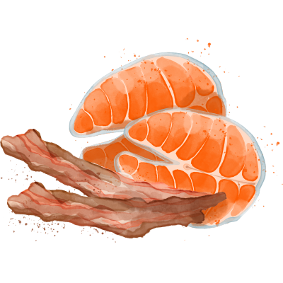 透明背景美味的三文鱼培根插画