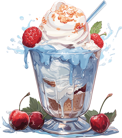 树莓冰淇淋玻璃杯创意设计素材
