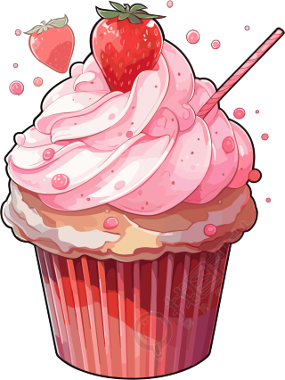 粉色杯子蛋糕草莓口味插图