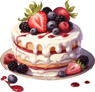 商用草莓蛋糕透明背景插画