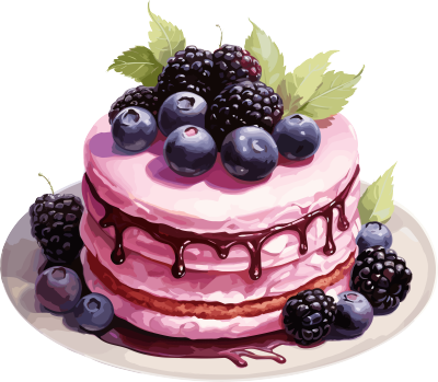 黑莓水彩艺术蛋糕PNG素材