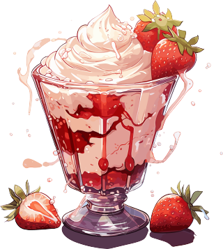 夜空般绚丽的草莓奶昔插画