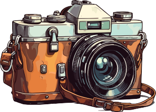 带棕色保护壳的相机商用素材