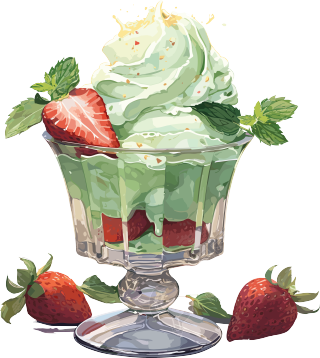 可商用草莓薄荷酸橙冰淇淋插画