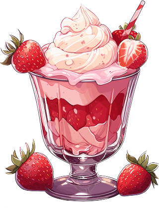 美味的草莓奶昔透明背景插画