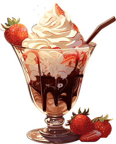 可爱草莓巧克力奶昔创意插画