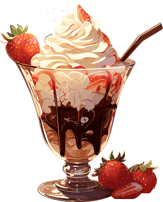 可爱草莓巧克力奶昔创意插画