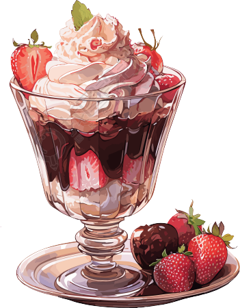 美味小吃巧克力草莓冰淇淋图形素材