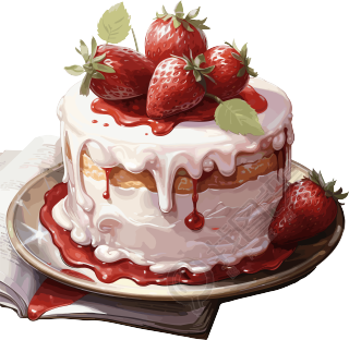 草莓蛋糕创意设计插画图形素材