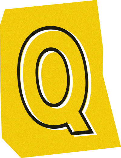 英文字母Q复古贴纸插画素材