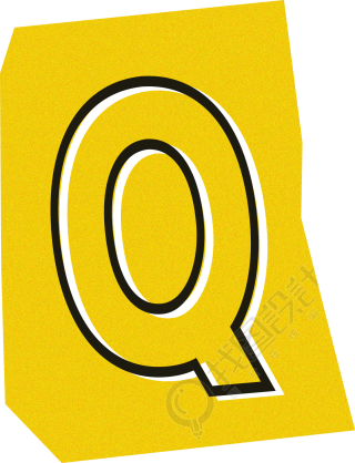 英文字母Q复古贴纸插画素材