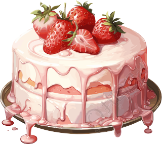 草莓奶油蛋糕卡通插画