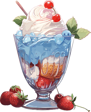 动漫风蓝色冰淇淋透明背景插画