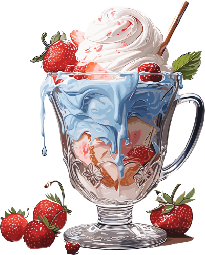 透明背景蔓越莓冰激凌杯PNG插画设计