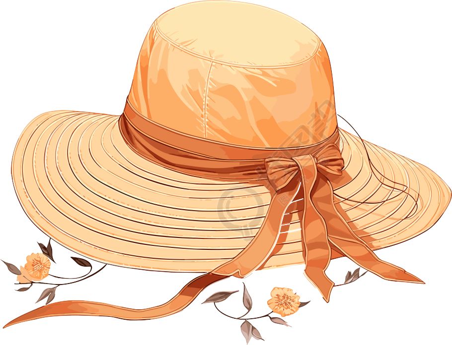 商业可用橙色太阳帽透明背景素材